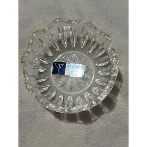 24% Lead Crystal Bowl Made In Yugoslavia With Scalloped Edge & Cut Design vintag